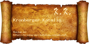Kronberger Katalin névjegykártya